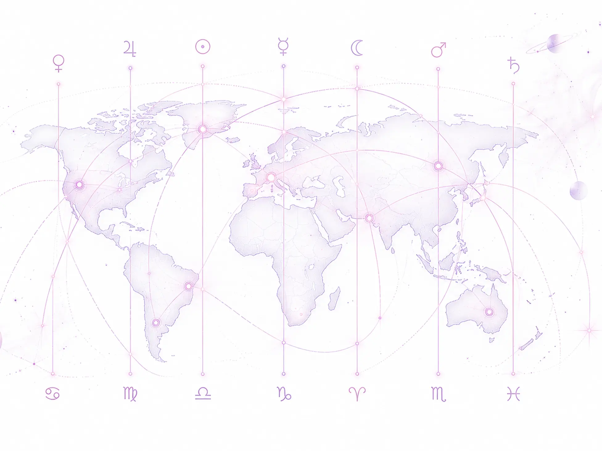 Astrocartography map with planetary lines
